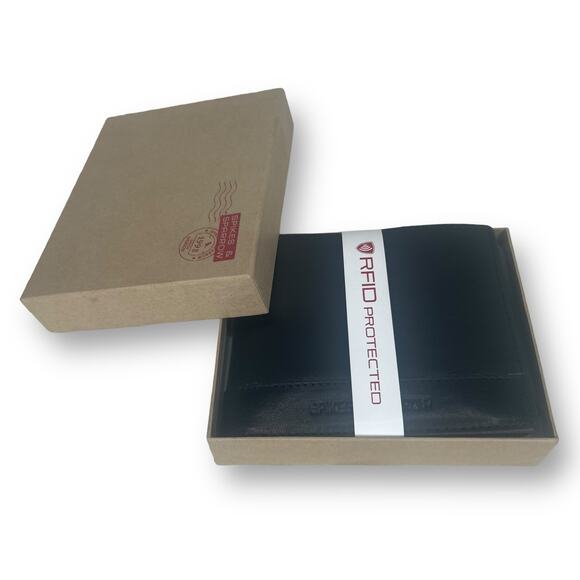 Spikes & Sparrow Alexander Black Leather RFID Billfold Credit Card Wallet Combo - Picture 13 of 13